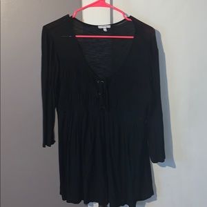 Black top with tie in front